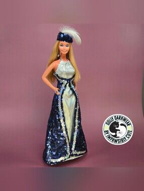 For Vintage Barbie Doll- Superstar Barbie 70s Inspired Sequin Evening Gown